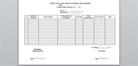 Contoh Format Buku Dan/Atau Bahan Rujukan Pelajaran