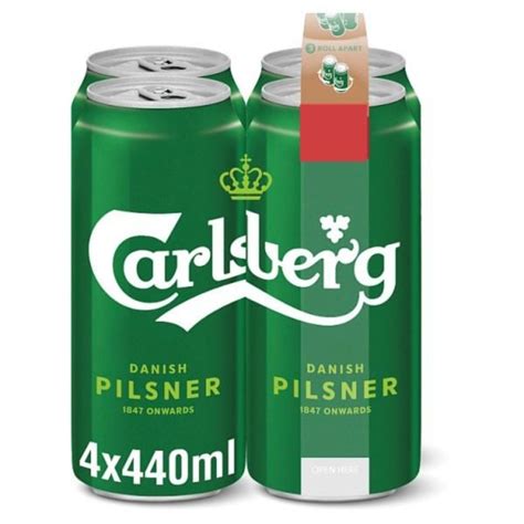 Carlsberg Danish Pilsner Lager Beer 4 Pack 440ml Cans Kwikdrop