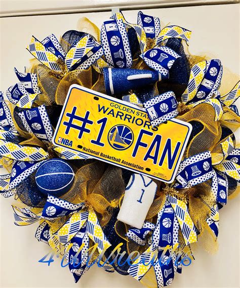 Golden State Warriors Wreath Deco Mesh Wreath Basketball Wreath Sports Wreath “let Me Help