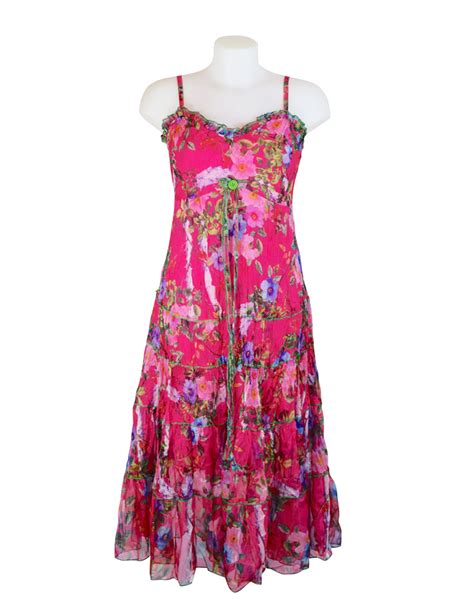 Sensations Pour Elle Cerise Pink Floral Maxi Dress One Size Fashion