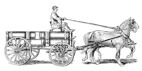 Antique Images Vintage Graphic Of Horse And Wagon Black And White