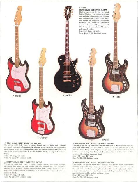 Aria 1975 Catalogue Vintage Japan Guitars