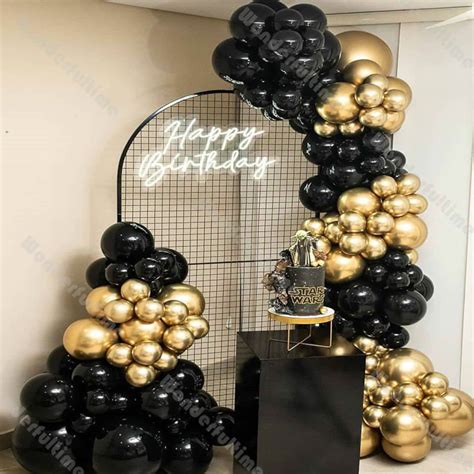 Pcs Matte Black Chrome Gold Balloons Arch Garland Kit DIY Etsy