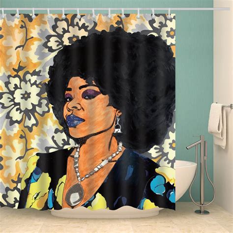 African American Shower Curtain Afro Lady Beautiful Afrocentric Black Wbgstore