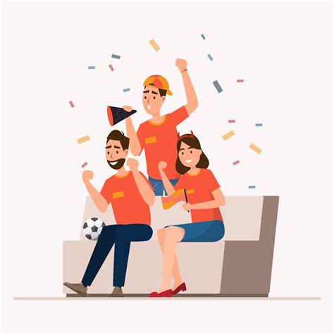 Group Of Sport Fans Cheer Football For Their Team 535529 Vector Art At