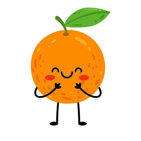 A Happy Orange Smiles Cute Cartoon Character Orange Stock Vector