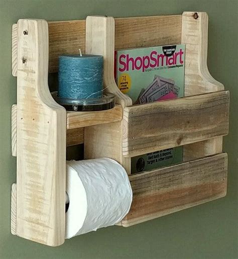 Rustic Magazine Rack Toilet Paper Holder Made From Reclaimed And