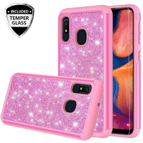 Galaxy A10e Case With Tempered Glass Screen Protector For Girls Women