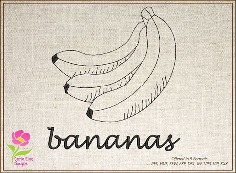 Banana Embroidery Design Bundle Fruit Embroidery Machine Etsy