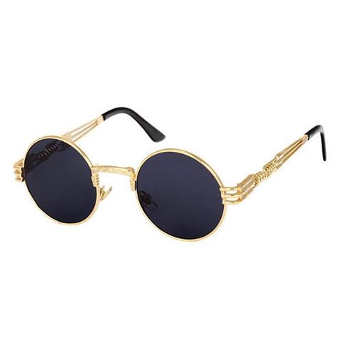 Retro Round Steampunk Sunglasses Uv400 Protection Lunette Gold Metal