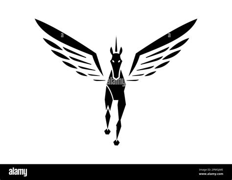 Pegasus Icon Flat Design Vector Black Silhouette Of A Flying Pegasus