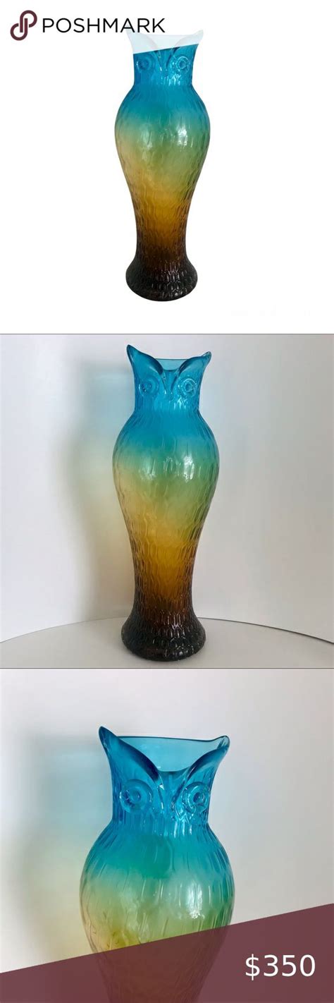 1970s Gradient Murano Glass Sculpted Owl Vase Vintage Excellent Condition 14 5” In 2023 Owl