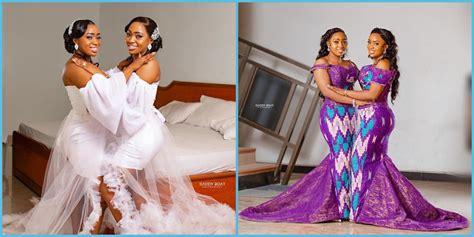 Twin Wedding Ghanaian Twin Sisters Marry On Same Day Their Husbands Dress In Same Attires