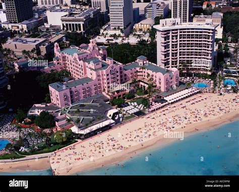 Honolulu Waikiki Beach And Royal Hawaiian Hotel Stock Photo Alamy