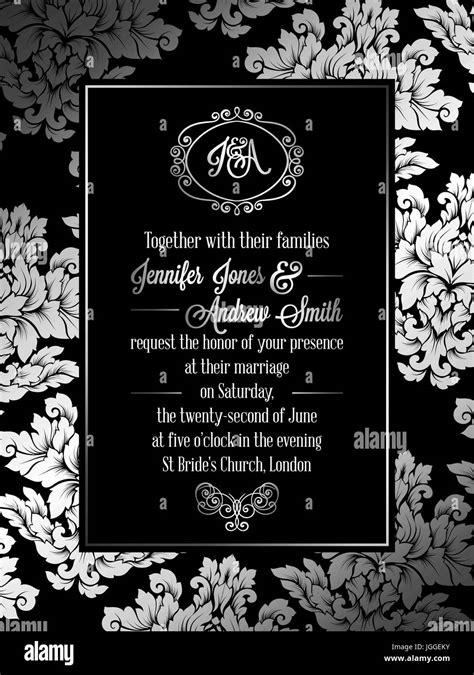 Vintage Baroque Style Wedding Invitation Card Template Elegant Formal
