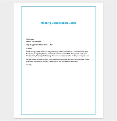 Appointment Cancellation Letter 10 Samples Examples And Formats