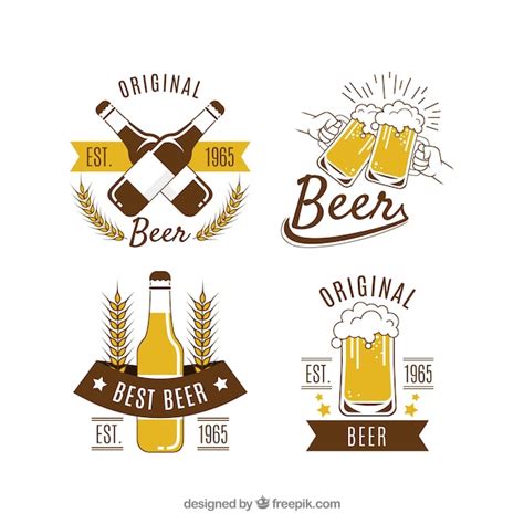 Colecci N De Logos Vintage De Cerveza Vector Gratis