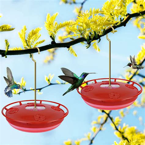 2 Pack Hummingbird Feeders For Outdoors 12 Oz Hummingbird Feeder With 4 Red Feeding Ports