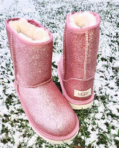 Ugg Classic Short Ii Glitter Pink Glitter Child In 2020 Ugg Boots