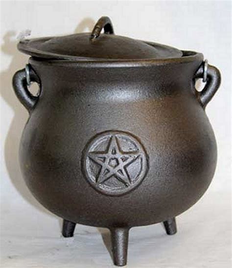 Cast Iron Cauldron With Pentagram Pattern On Front Uk