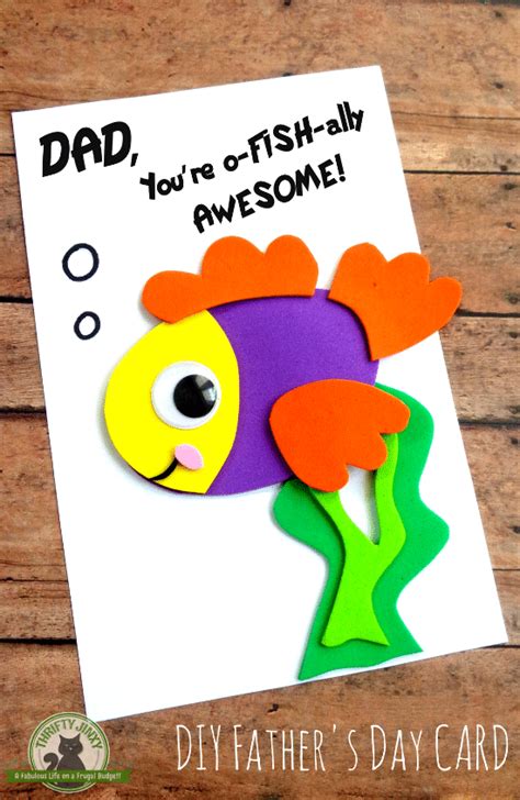 Here are the best homemade father's day cards on the web. DIY Father's Day Fish Card with Printable Template - Thrifty Jinxy