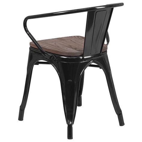 Metro Modern Black Wood Cafe Arm Chair Eurway