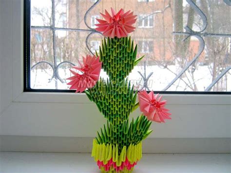 Make this fun 3d cactus craft. origami cactus in a pot | Origami design, Origami art ...