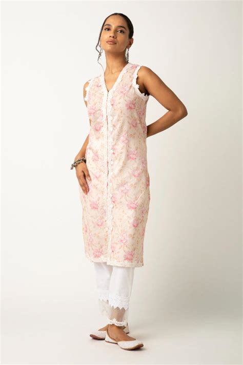 buy white cotton embroidered lace work meerab sheer panel pant for women by roze online at aza