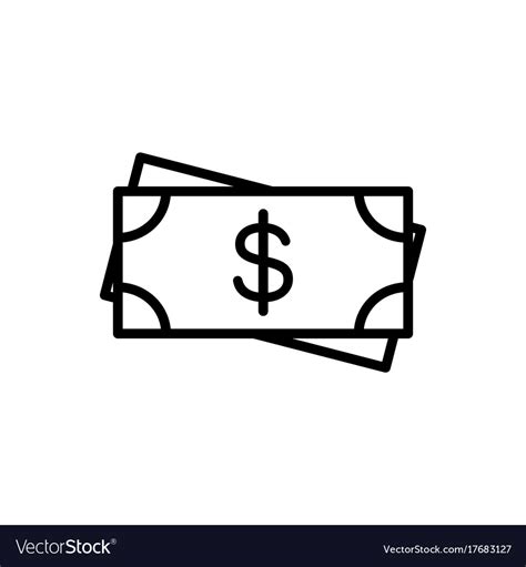 Line Cash Dollar Money Icon On White Background Vector Image