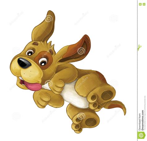 Cartoon Happy Dog Is Jumping And Looking Artistic Style Isolated