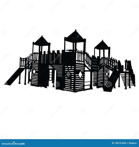 Vector Silhouette Of A Playground On A White Stock Vector