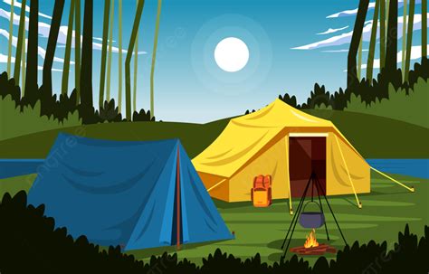 Summer Camp Tent Outdoor Lake Nature Adventure Holiday Background