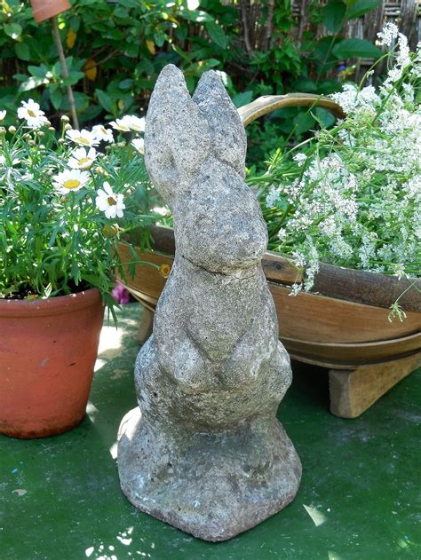 Large Weathered Vintage Rabbit Garden Statue Lavender House Vintage