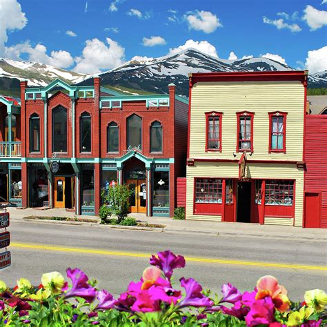 Downtown Breckenridge Colorado And Mountains Square Format Photograph