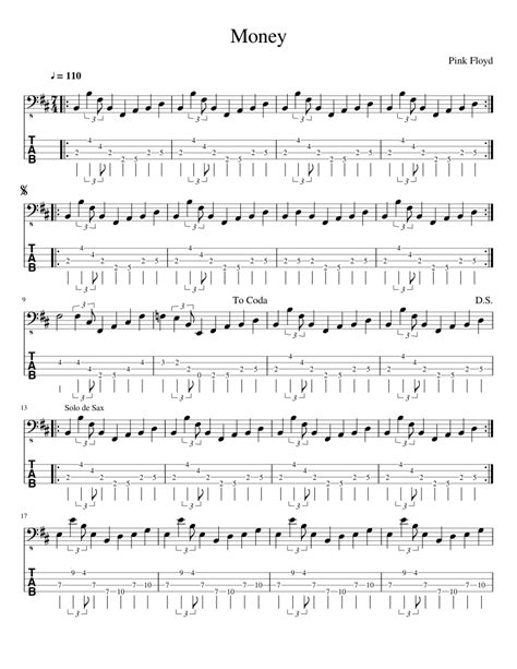 When pink floyd were inducted into the rock and roll hall of fame, gilmour and wright (mason was in the audience) performed the song with the assistance of their presenter billy corgan on rhythm guitar. Money- Pink Floyd Sheet music for Bass | Download free in PDF or MIDI | Musescore.com