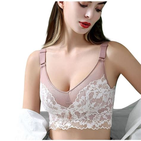 Plus Size Bras For Womens Thin Sheer Lace Mesh Breathable Push Up Bra With No Underwire