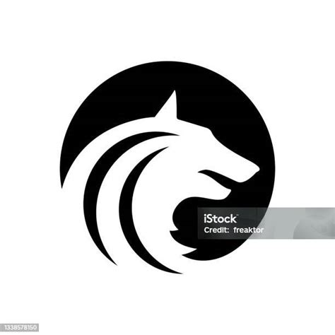 Desain Logo Kepala Serigala Binatang Pada Ilustrasi Konsep Tanda Vektor