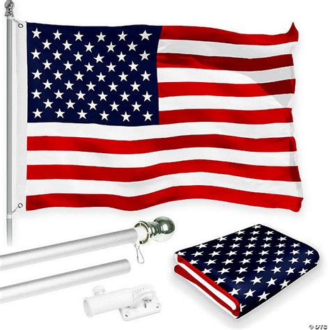 G128 Combo Pack 6 Feet Tangle Free Spinning Flagpole Silver Usa