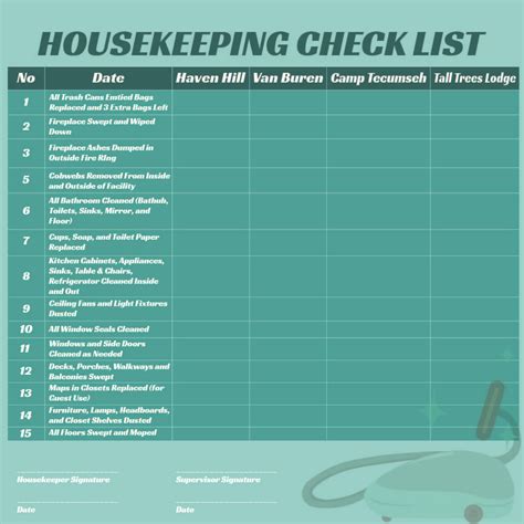 Hotel Housekeeping Checklist Template Cleaning Checklist Printable Cleaning Lists Spring