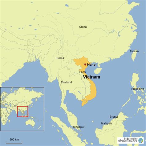 Vietnam is located southeastern asia. StepMap - Vietnam Karte - Landkarte für Deutschland