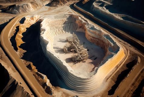 Premium Photo Aerial Image Of An Open Pit Mining Operation Extracting