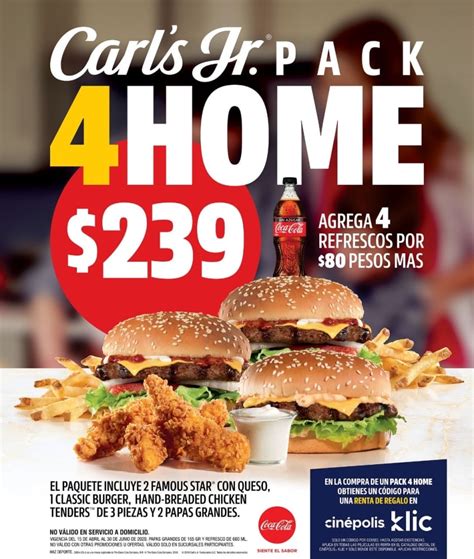 Check out the full menu for carl's jr. Pack 4 Home. | Carl's Jr. ® | México