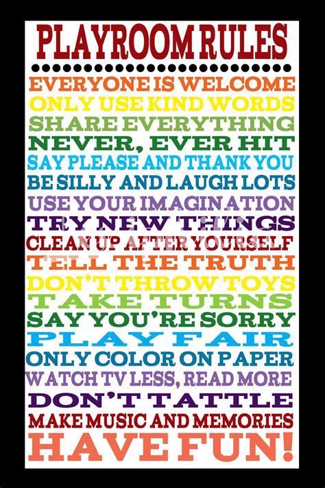 Playroom Rules Poster Rainbow Art Kid Decor Kid Print Etsy Playroom