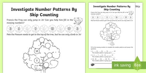Investigate Number Patterns By Skip Counting Worksheet