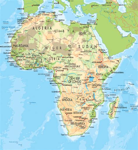 Mapa Físico Político De África Tamaño Completo Ex
