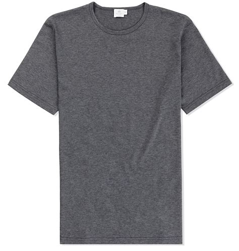 Sunspel Mens Long Staple Cotton Classic T Shirt In Gray For Men