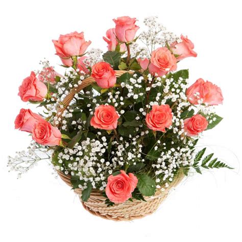 Flower Basket 19 Pink Rose Basket Flowers Delivery In Ventspils
