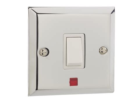 British General Chrome Single Light Switch Neon 1 Gang 20amp Double