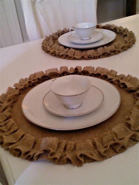 Burlap Placemats Round Burlap Placemats With Ruffles Rustic Table