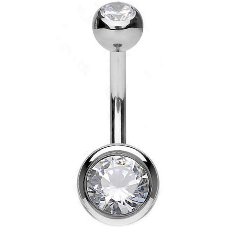 Double Jeweled G23 Titanium Int Threaded Belly Ring